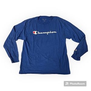 Champion Long Sleeve T Shirt Top Blue Large M